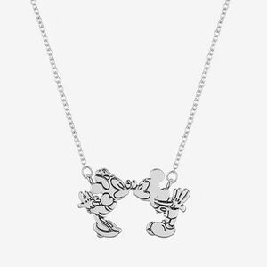 Disney Classics Jewelry | Mickey & Minnie Kissing Silver Plated Pendant Necklace